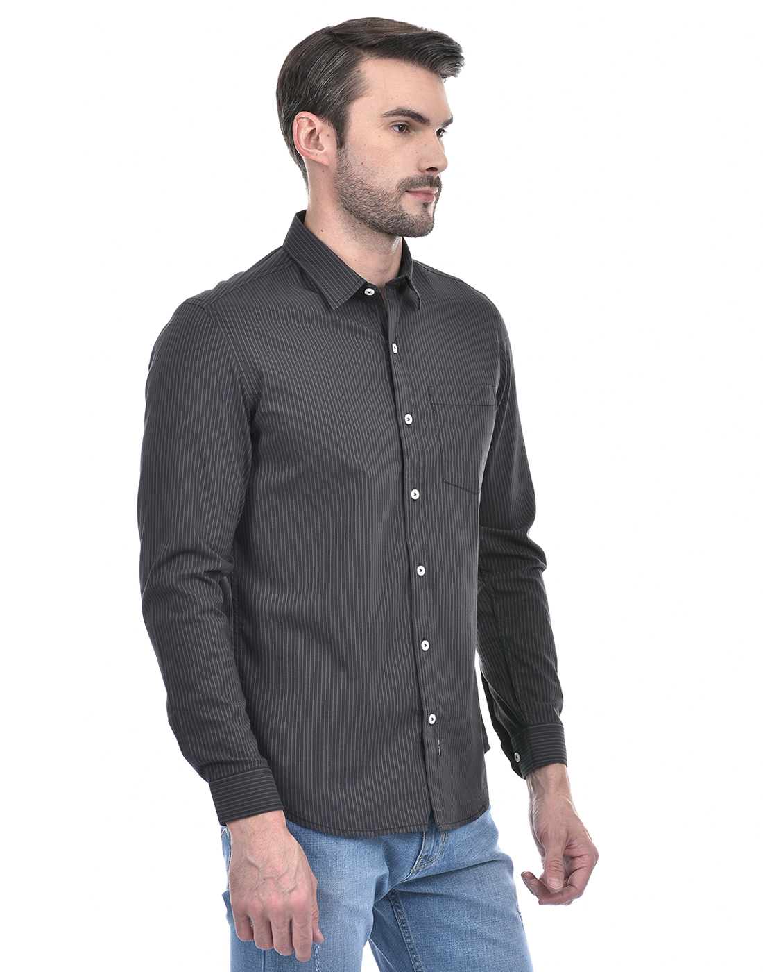 Numero Uno Men Striped Black Shirt